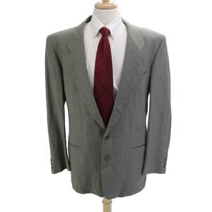 Mani Mens Gray Wool Suit Jacket Button Collared Long Sleeve 80s Size 42